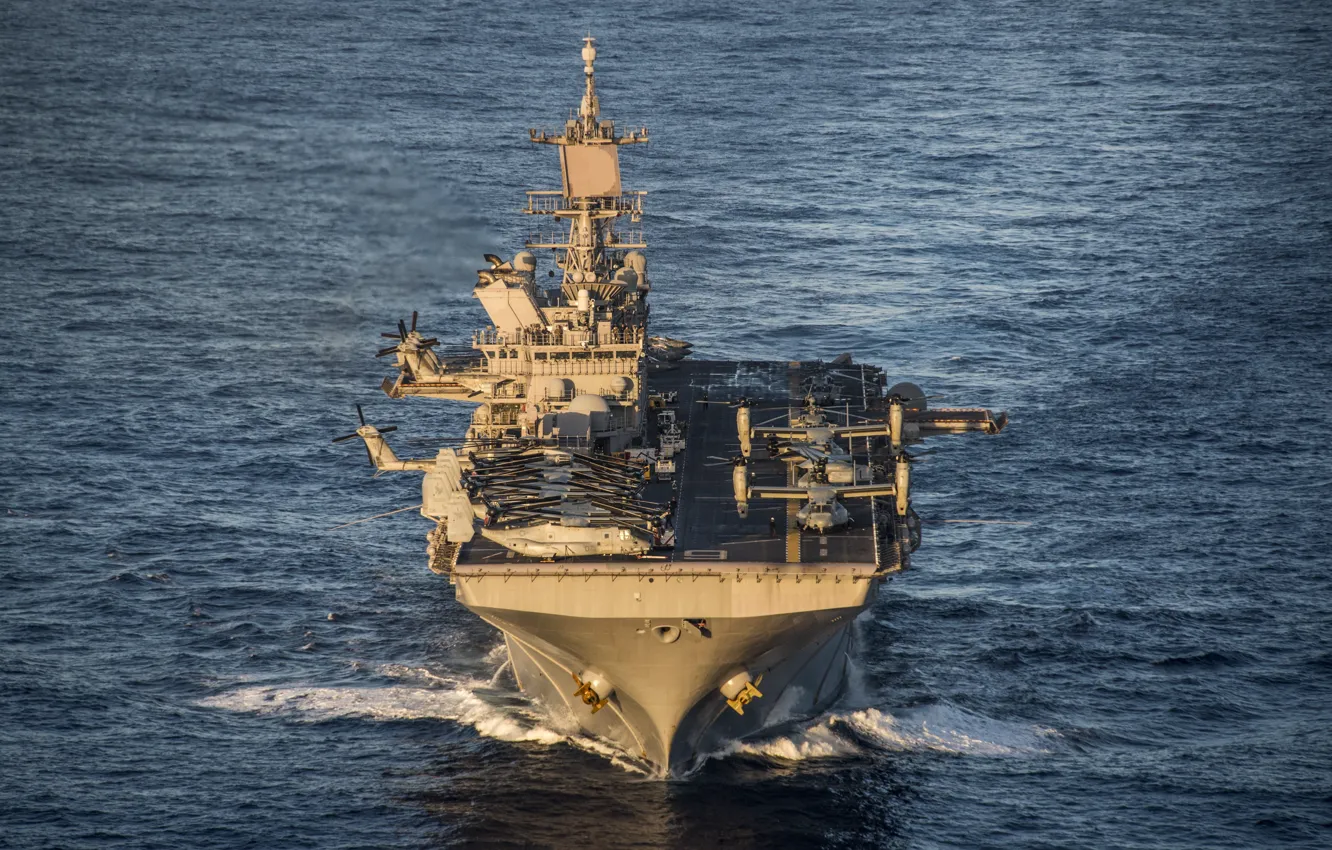 Photo wallpaper (LHA 6), ship, landing, USS America, universal