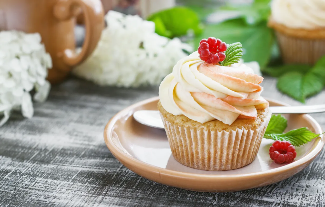 Photo wallpaper cream, dessert, cupcakes, vanilla, Aksana Yasiuchenia