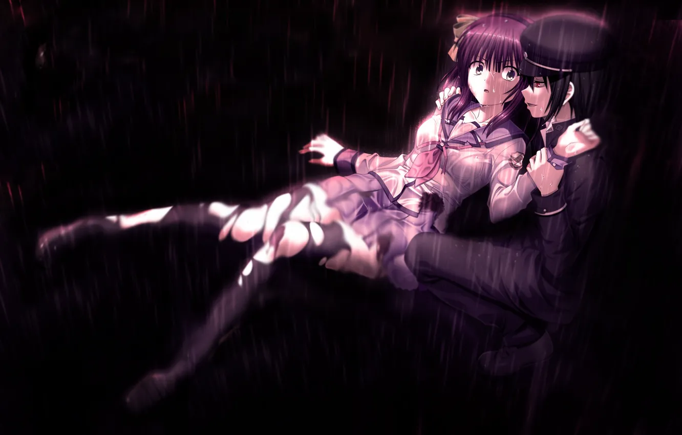 Photo wallpaper girl, guy, angel beats, wounds, Angel Beast!