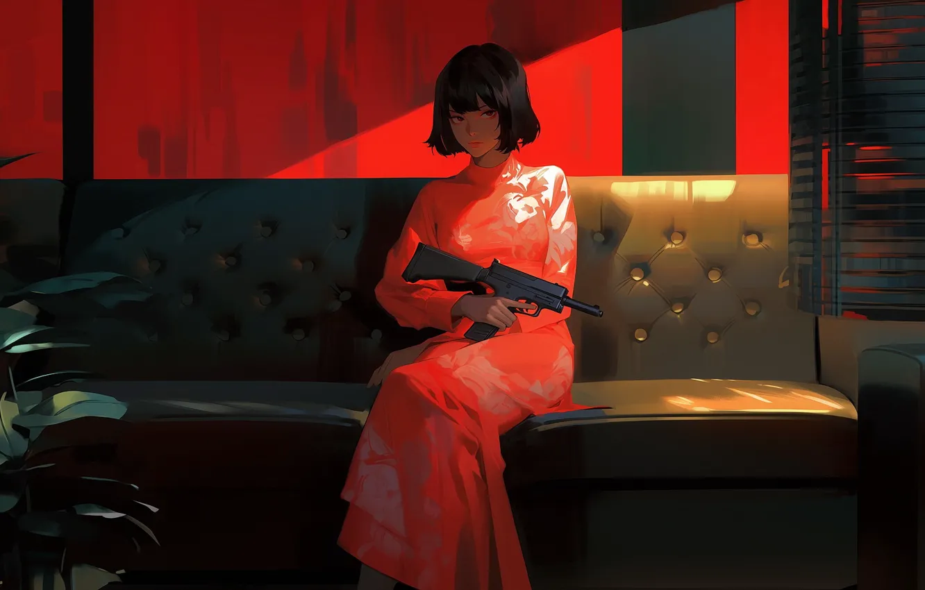 Photo wallpaper girl, anime, art, Weapons