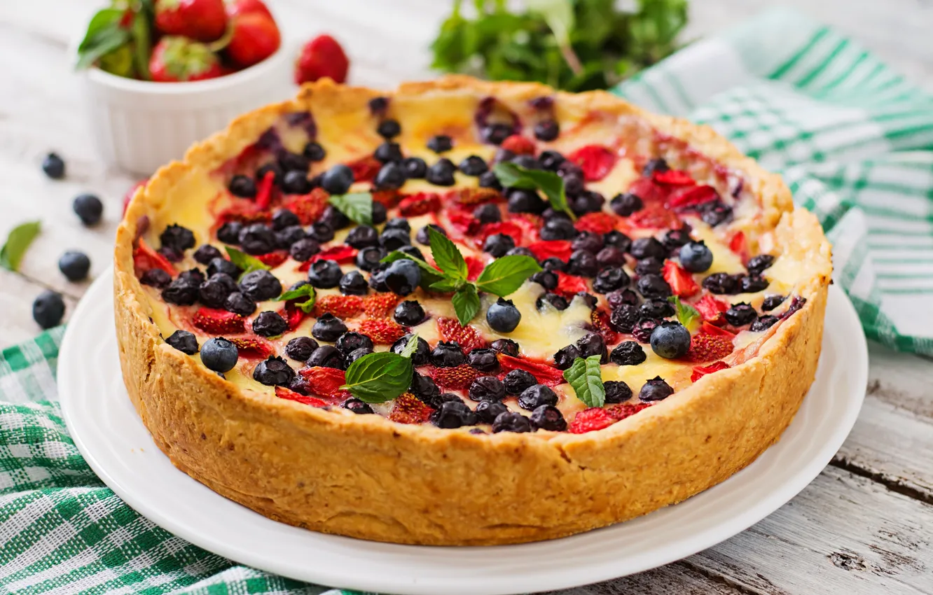 Photo wallpaper berries, pie, cakes