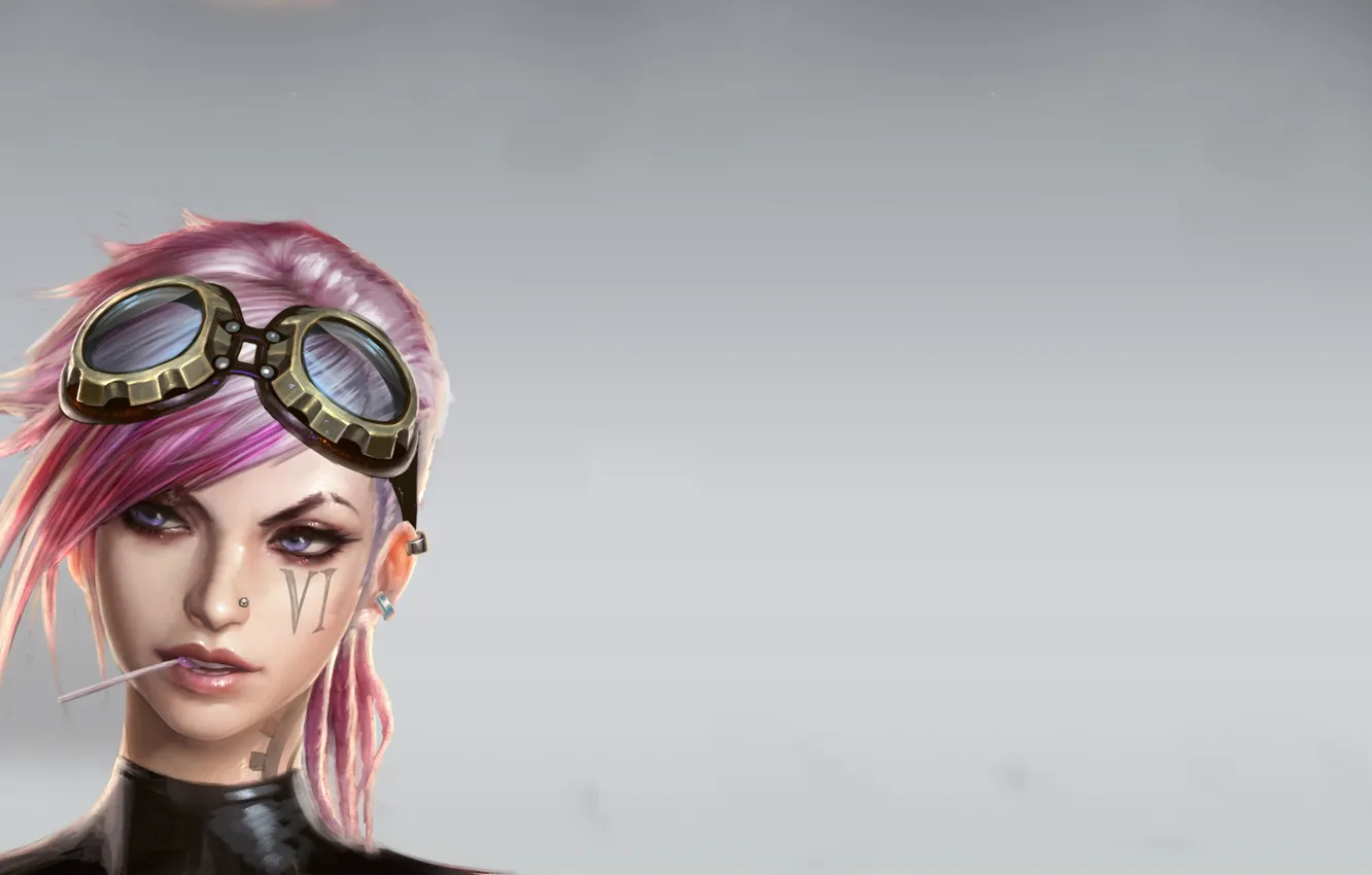 Photo wallpaper girl, piercing, glasses, girl, pink, six, women, hair