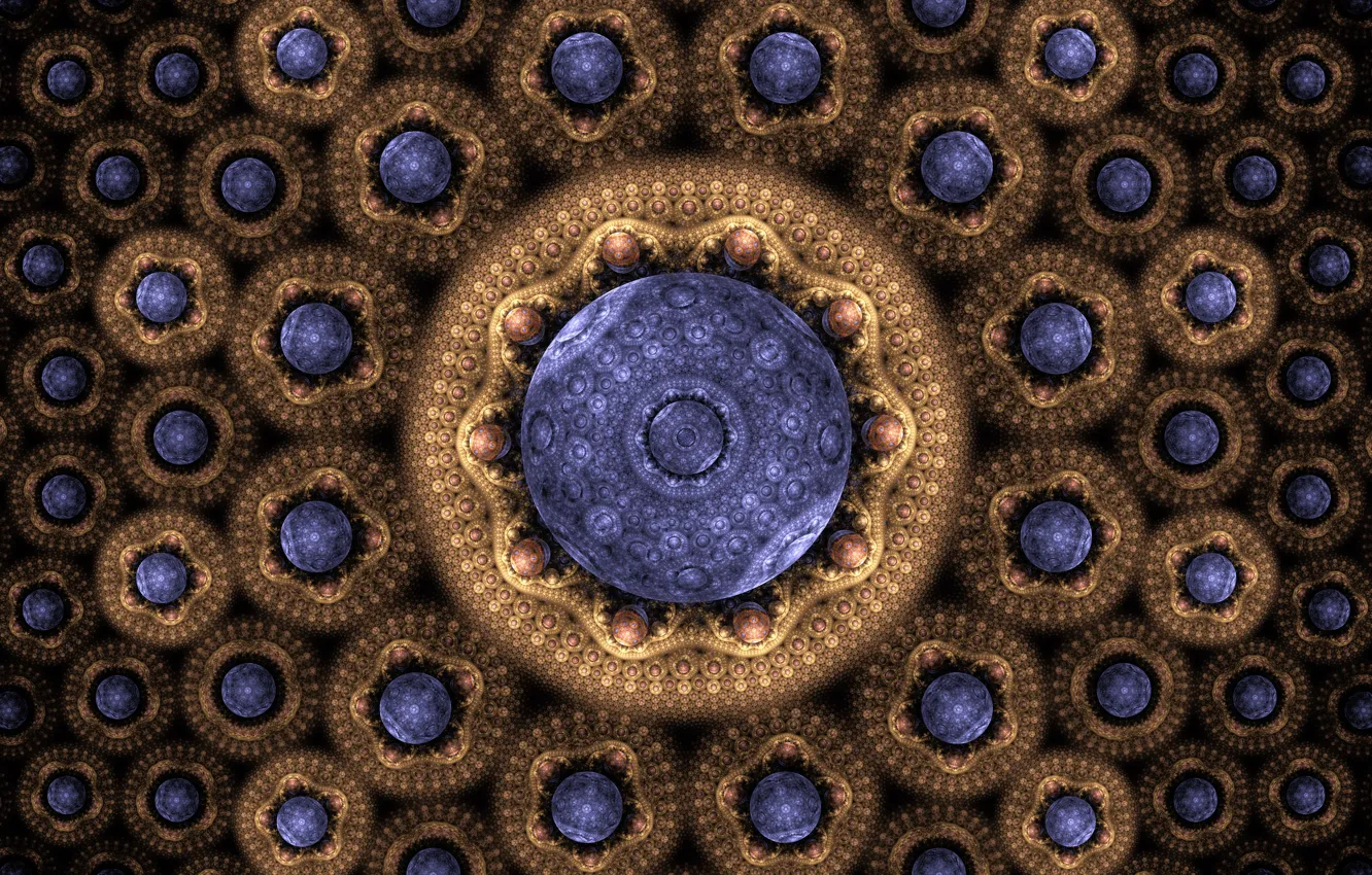 Photo wallpaper abstraction, balls, pattern, graphics, fractal, ornament, brown background, composition
