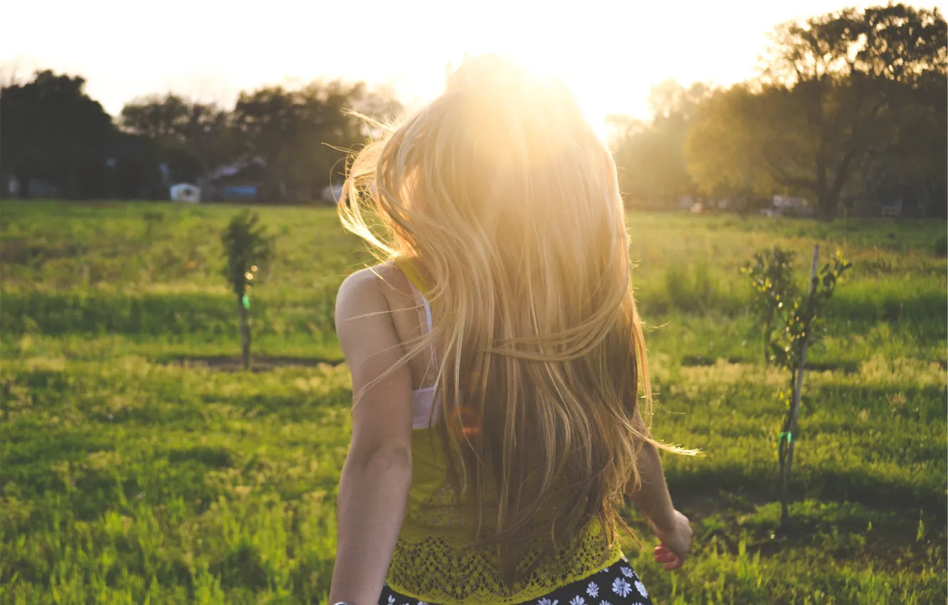 Photo wallpaper summer, girl, the sun, long hair