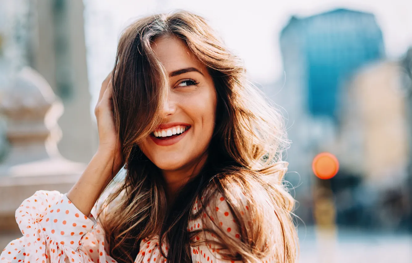 Photo wallpaper girl, smile, mood