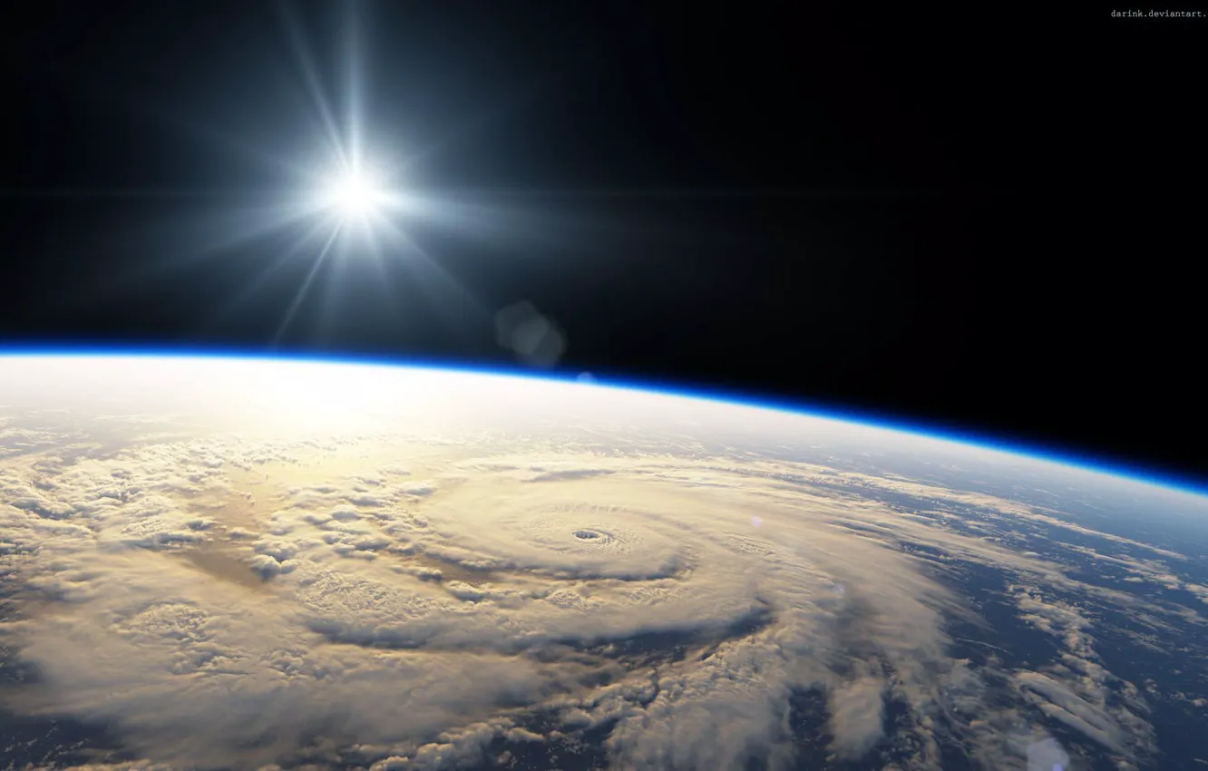 Photo wallpaper space, stars, light, planet, space, hurricane, light, star