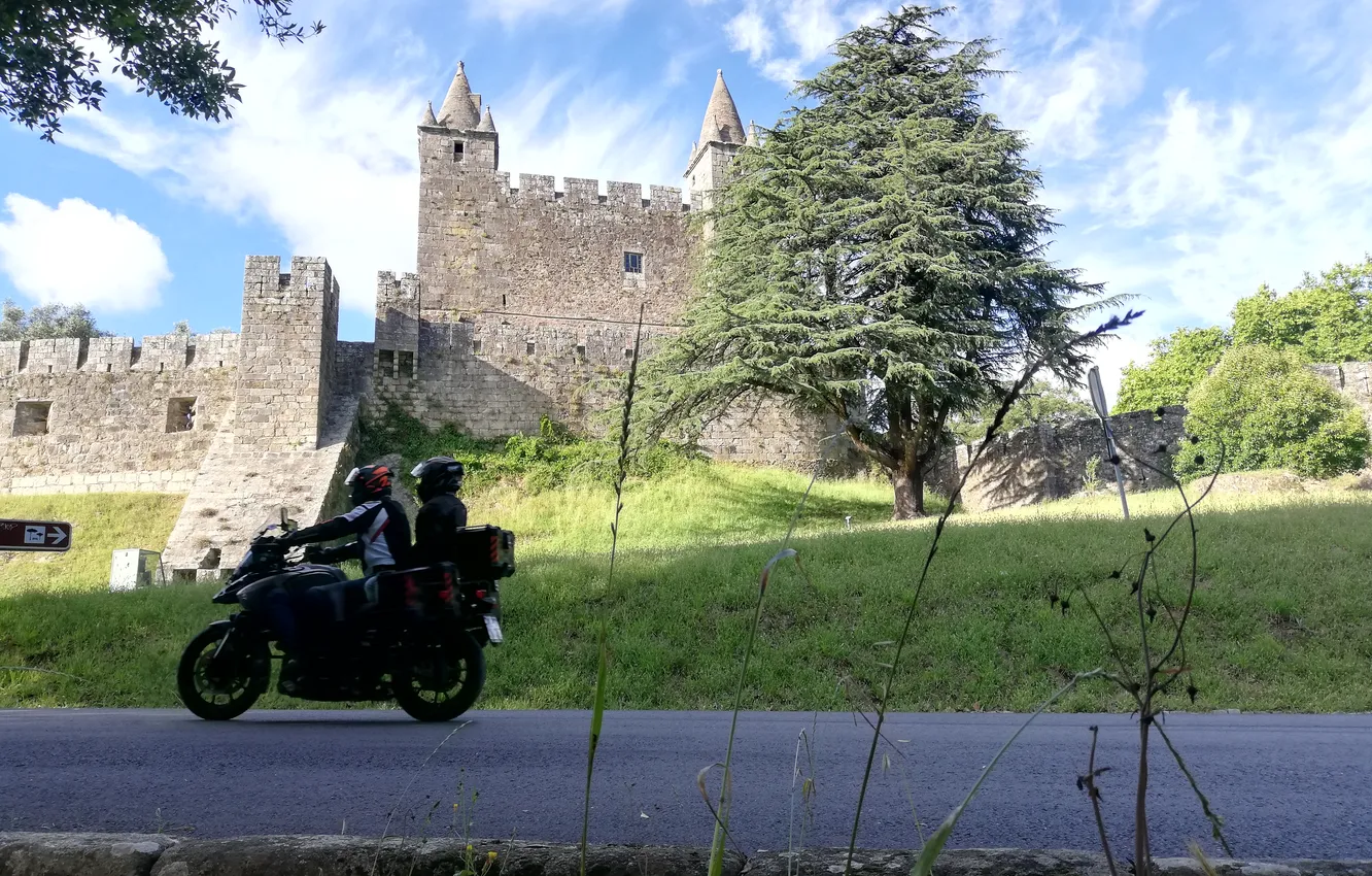 Photo wallpaper motorcycle, castle, Portugal