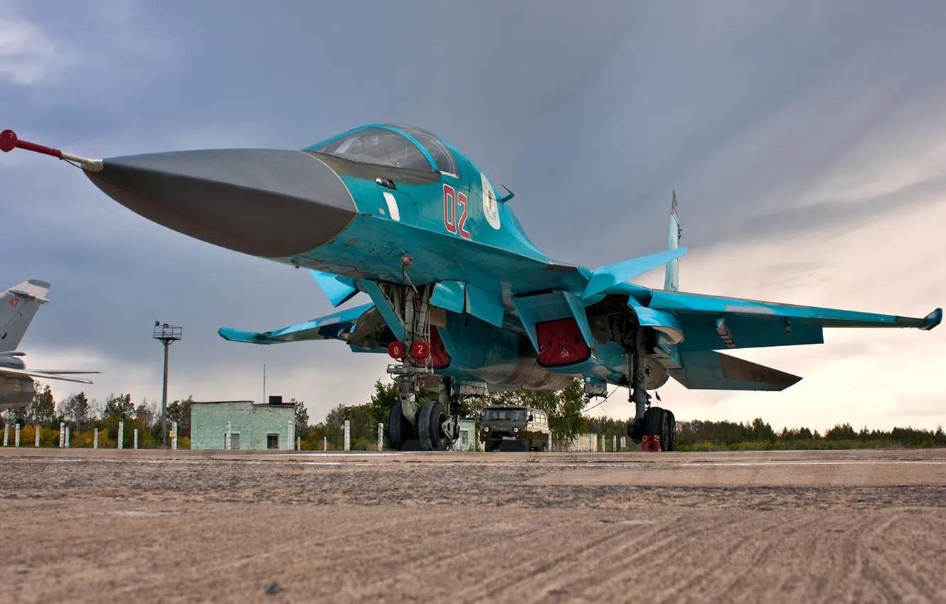 Photo wallpaper Parking, bomber, the airfield, Su-34