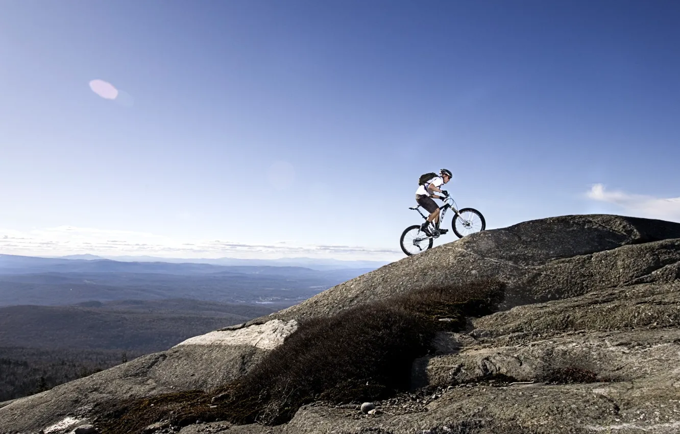 Photo wallpaper mountains, bike, cross-country, felt, uphill