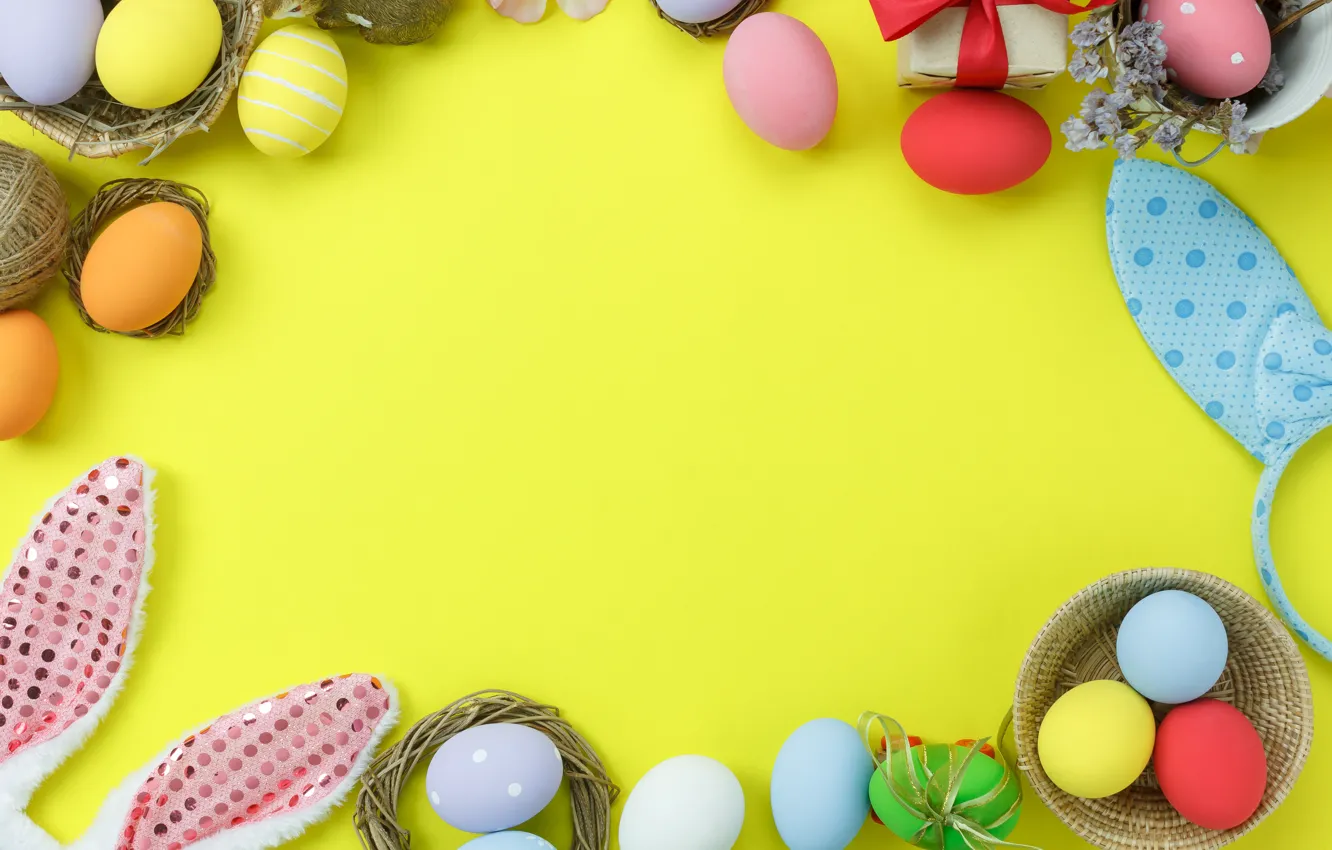 Photo wallpaper eggs, spring, colorful, Easter, spring, Easter, eggs, decoration