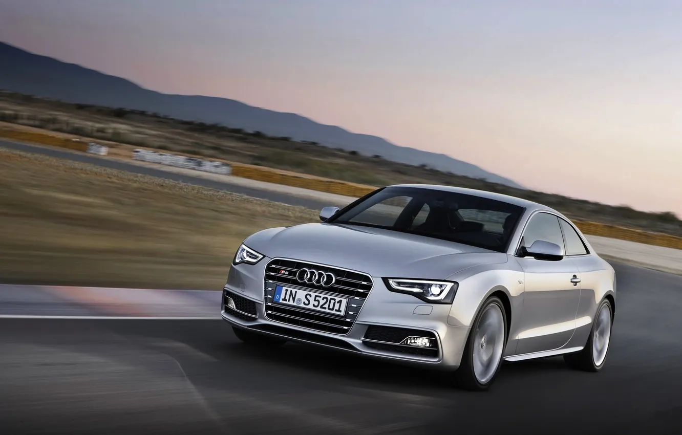 Photo wallpaper machine, Audi, Audi, lights, The hood, in motion, the front