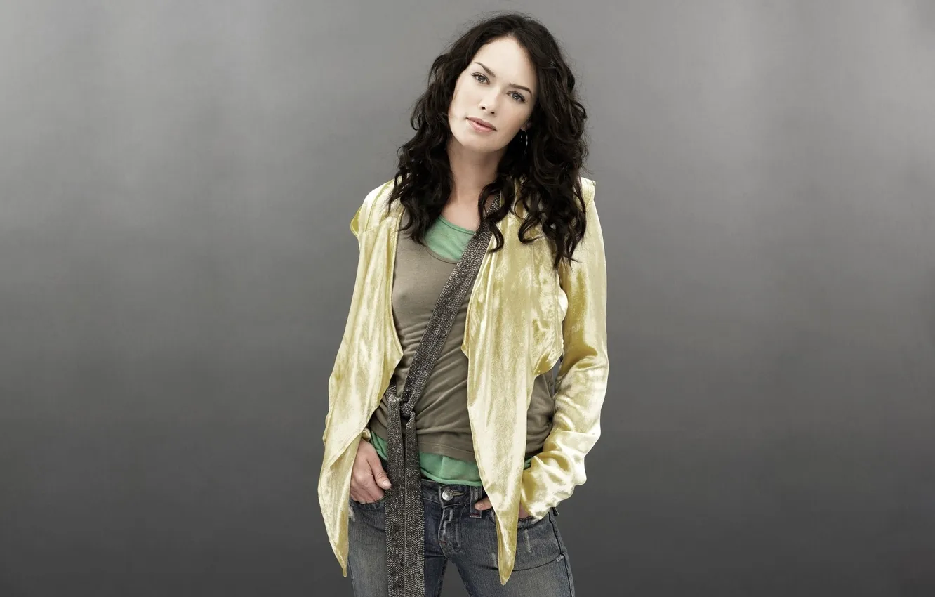 Photo wallpaper style, grey, background, jeans, actress, Lena heady, Lena Headey