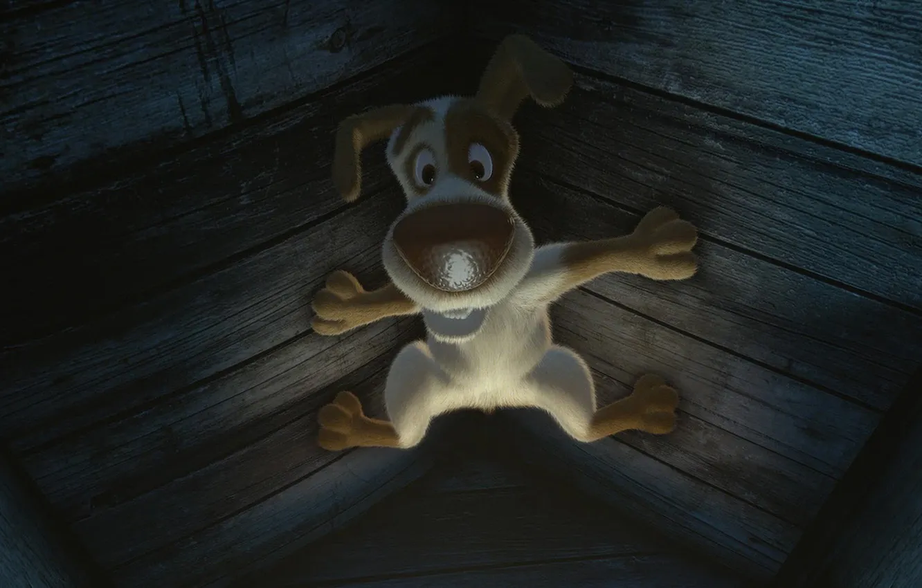 Photo wallpaper dog, puppy, Masha and the bear