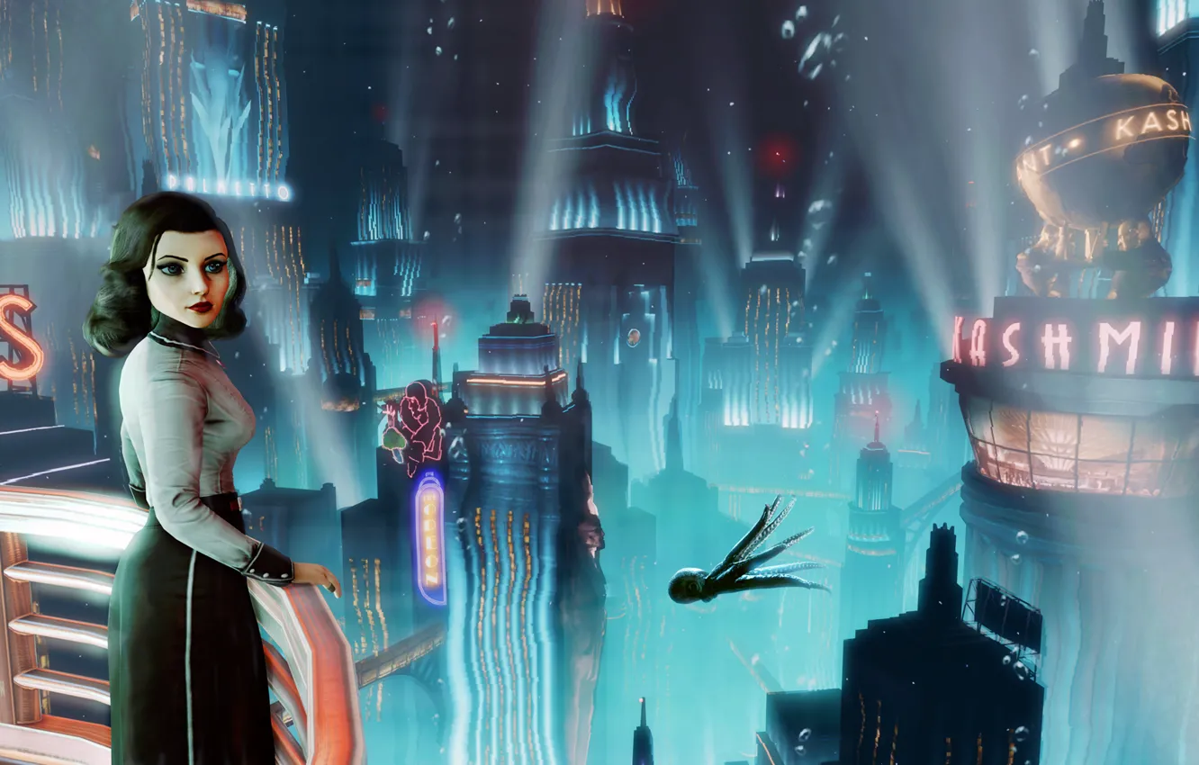Photo wallpaper look, girl, the city, symbol, DLC, 2K Games, Elizabeth, Irrational Games