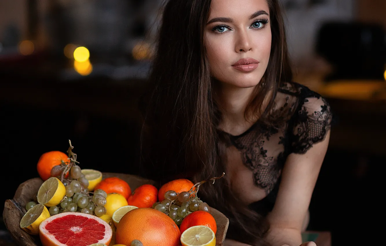 Photo wallpaper Girl, citrus, Anna Shuvalova, Anna Berezhnaya