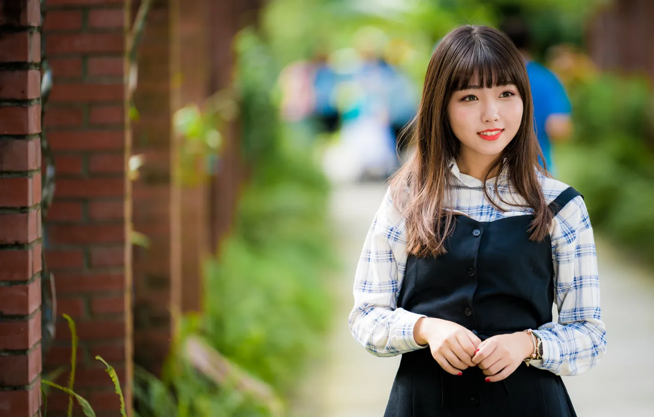 Photo wallpaper girl, Asian, cutie, bokeh