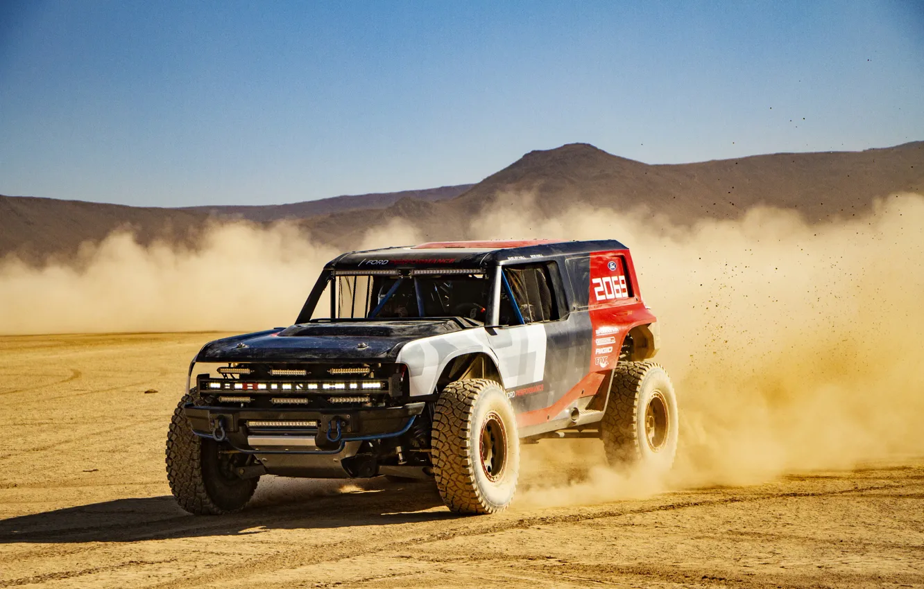 Photo wallpaper sand, movement, Ford, dust, 2019, Bronco R Race Prototype