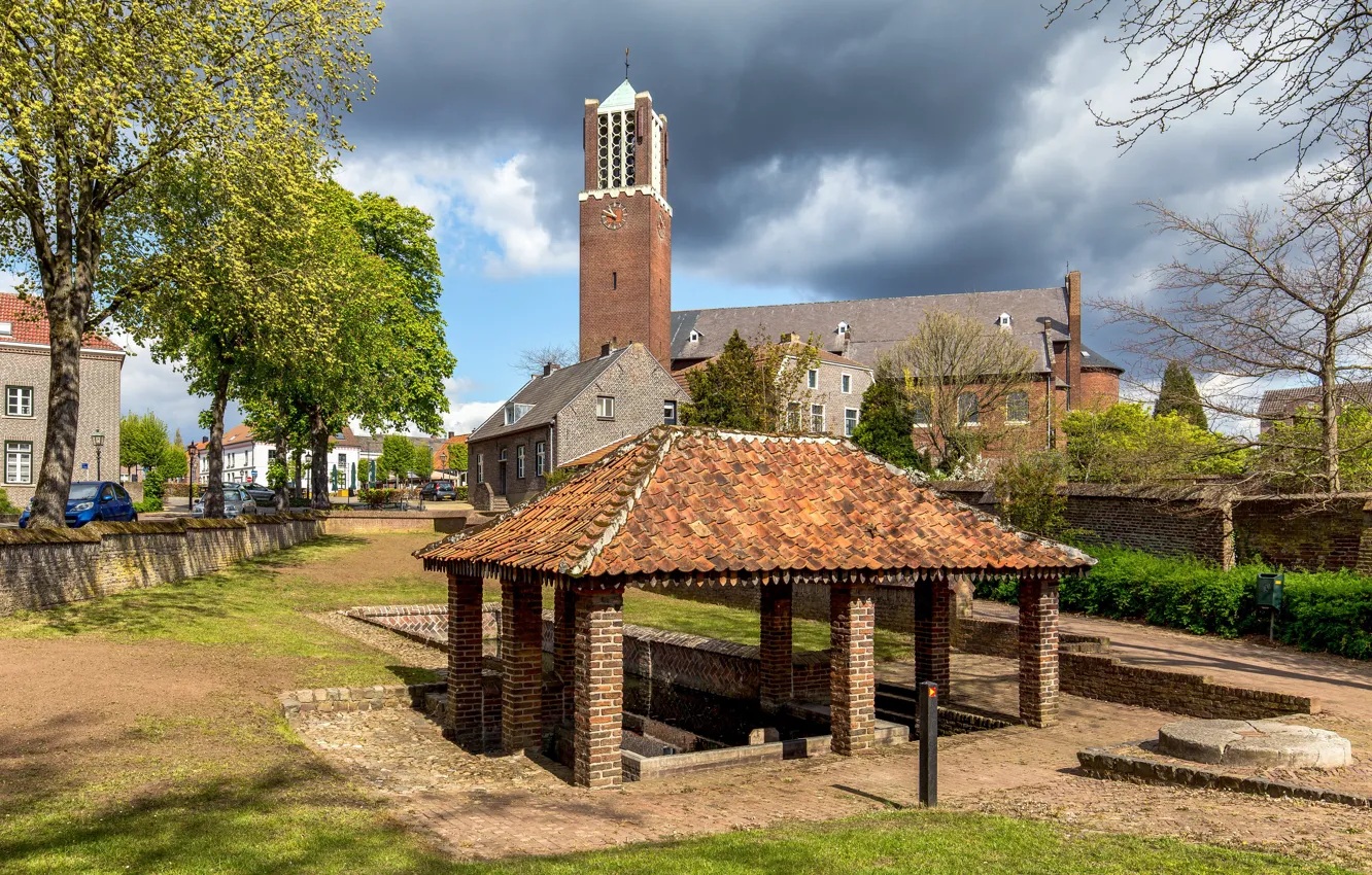 Photo wallpaper Church, Netherlands, spring, Baarlo