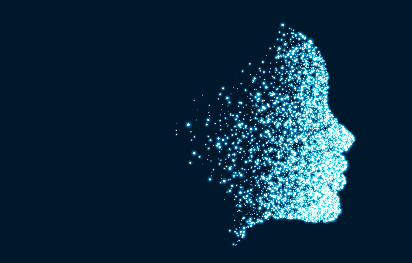 Photo wallpaper man, pixels, silhouette, technology, Points