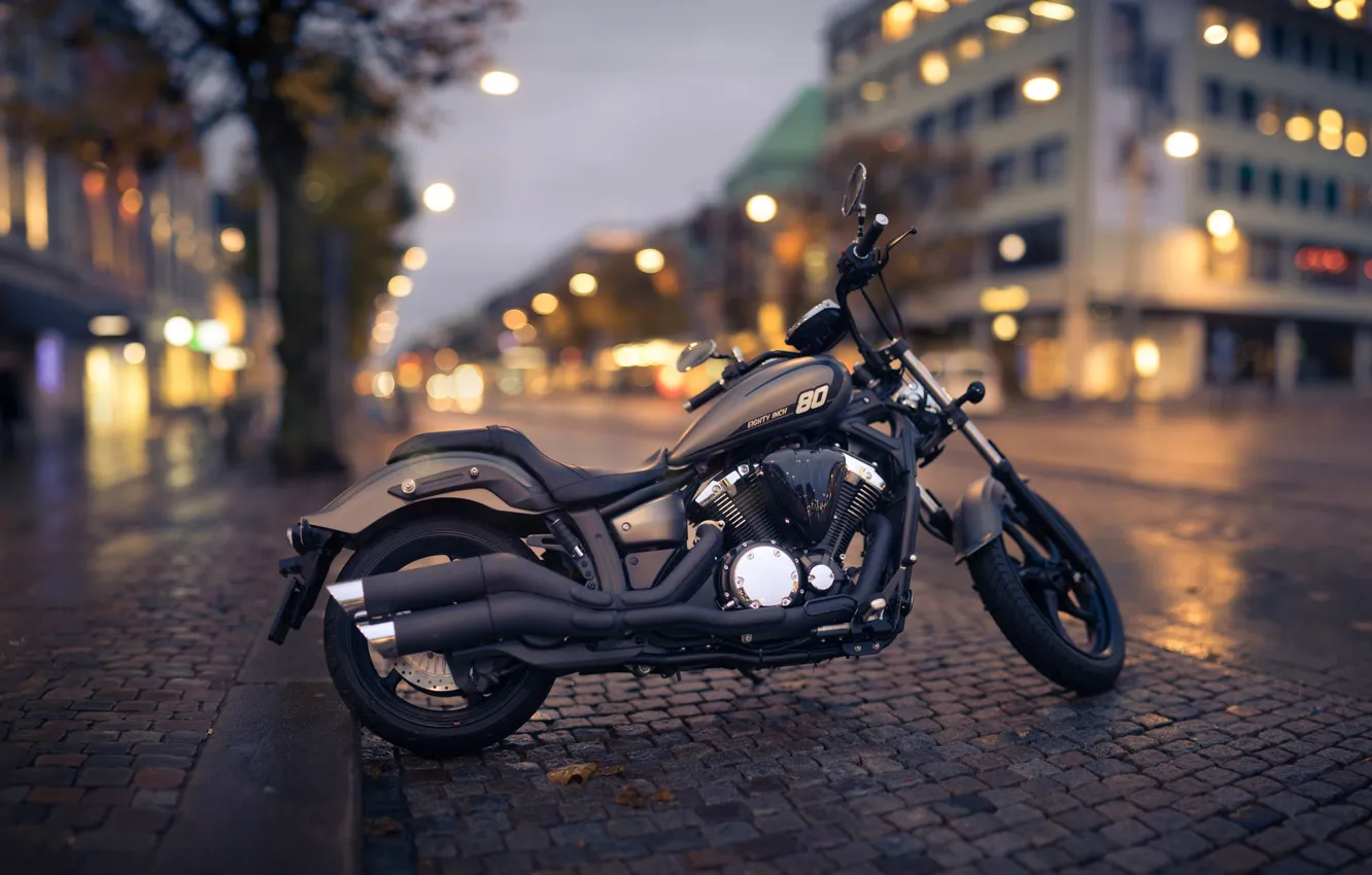 Photo wallpaper the city, style, the evening, motorcycle, bike