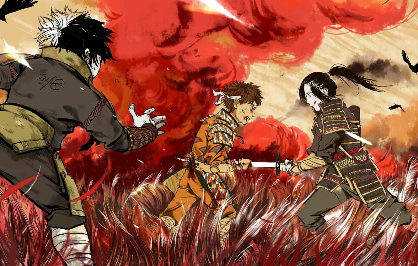 Photo wallpaper blood, the battle, Naruto, war, dead, katana, brothers, Uchiha