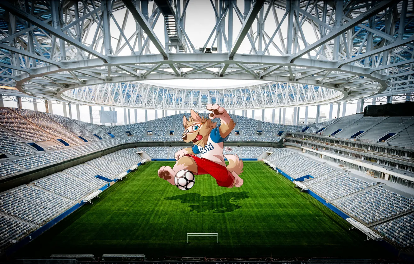 Photo wallpaper roof, lawn, football, sport, the ball, wolf, logo, logo