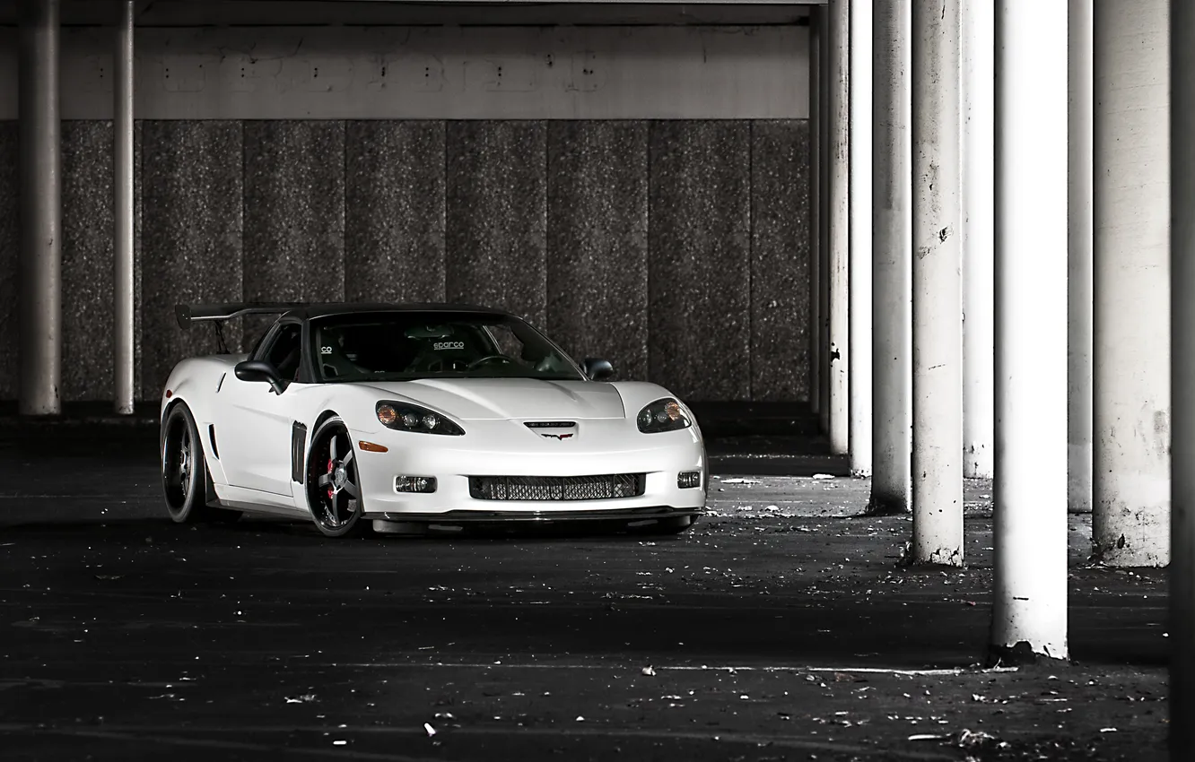 Photo wallpaper white, Z06, Corvette, Chevrolet, white, Chevrolet, Corvette