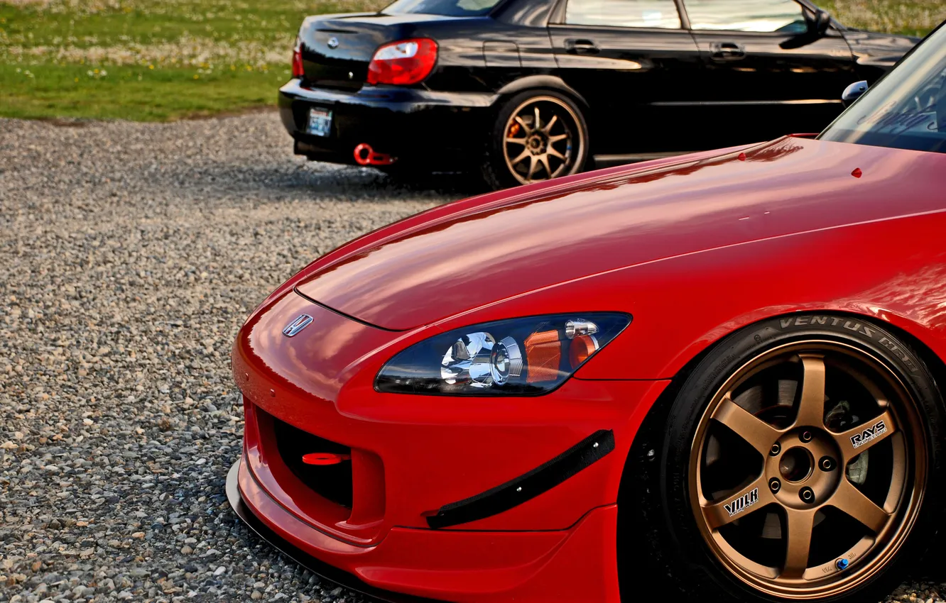 Photo wallpaper Subaru, Impreza, black, red, Honda, black, red, Honda