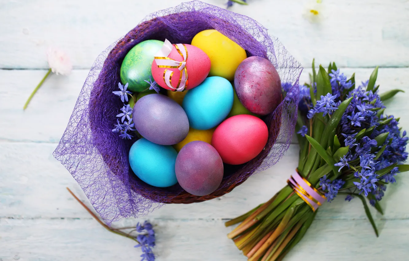 Photo wallpaper flowers, holiday, eggs, spring, Easter