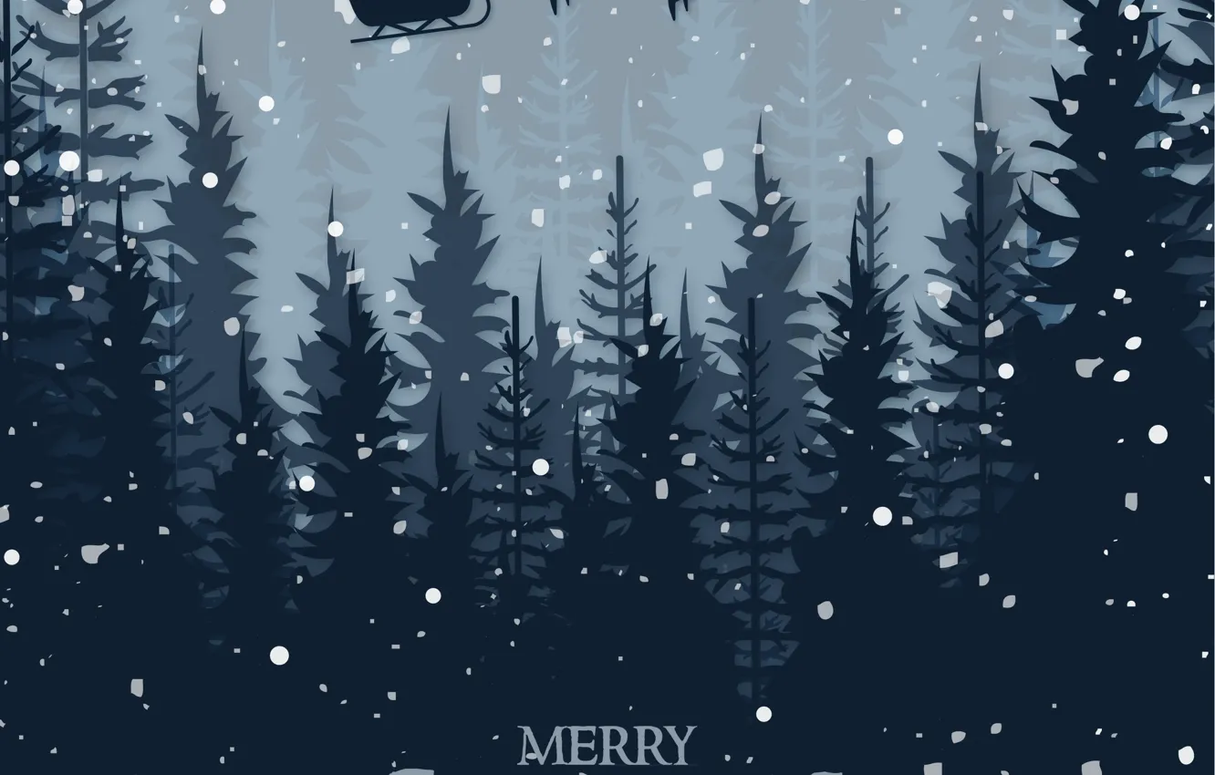 Photo wallpaper winter, snow, night, the moon, tree, new year, deer, Christmas