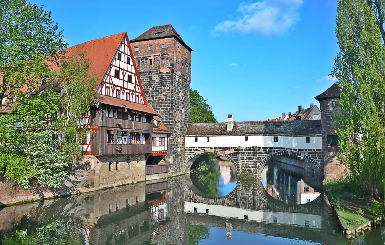 Photo wallpaper bridge, Germany, Bayern, channel, architecture, bridge, Germany, Bavaria