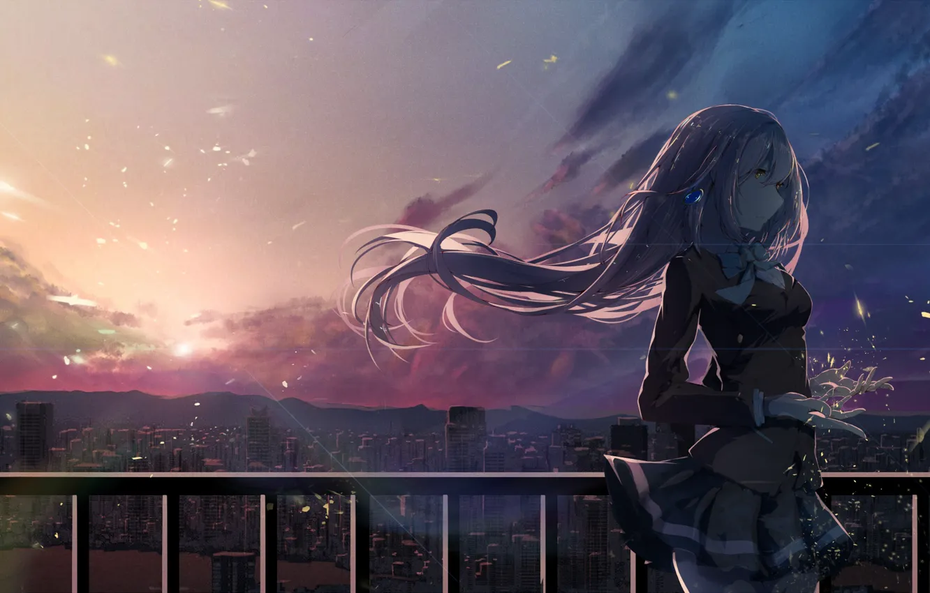 Wallpaper girl, the city, the wind, the evening, Iroduku The World in ...