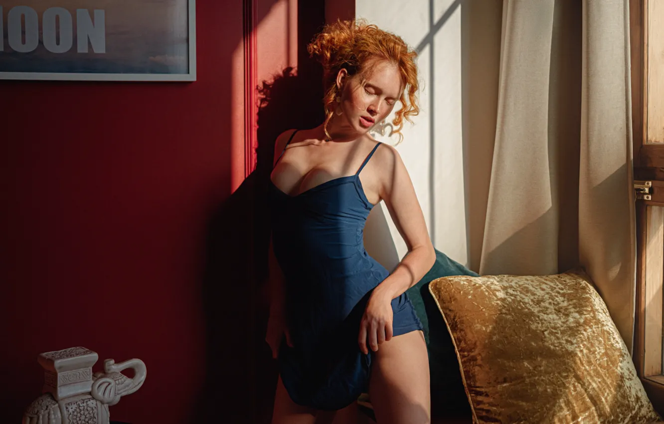 Wallpaper girl, red, beauty, George Chernyadev, Georgy Chernyadyev