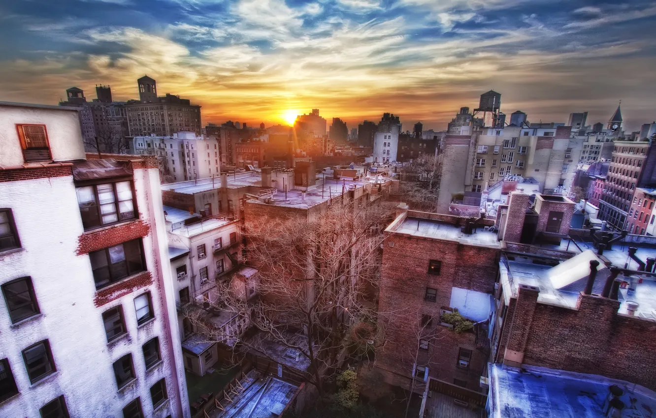 Photo wallpaper sunset, New York, sunset, New York, NYC, West Village
