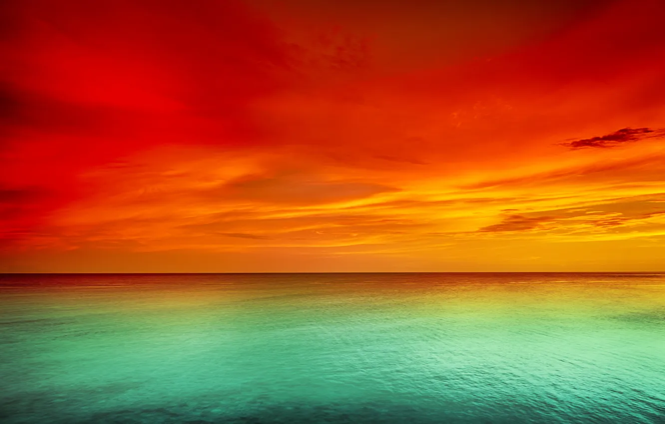 Photo wallpaper sea, the sky, sunset, sky, sea, landscape, nature, sunset