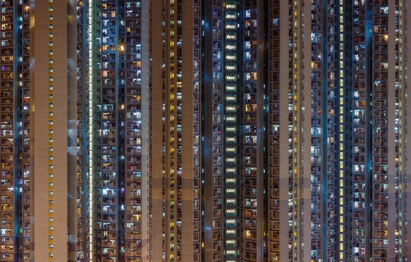 Photo wallpaper Hong Kong, Towering Glow, Kowloon