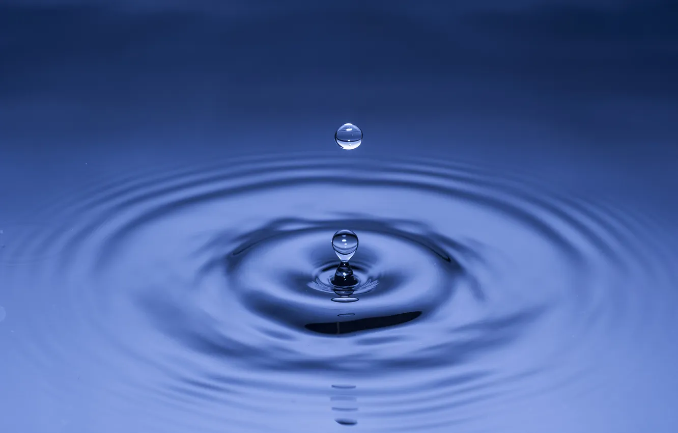 Photo wallpaper water, drops, blue