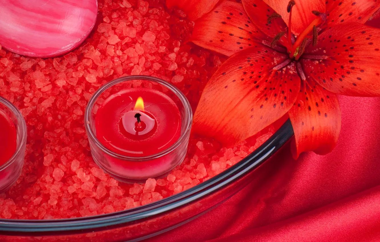 Photo wallpaper flower, Lily, candle, Spa