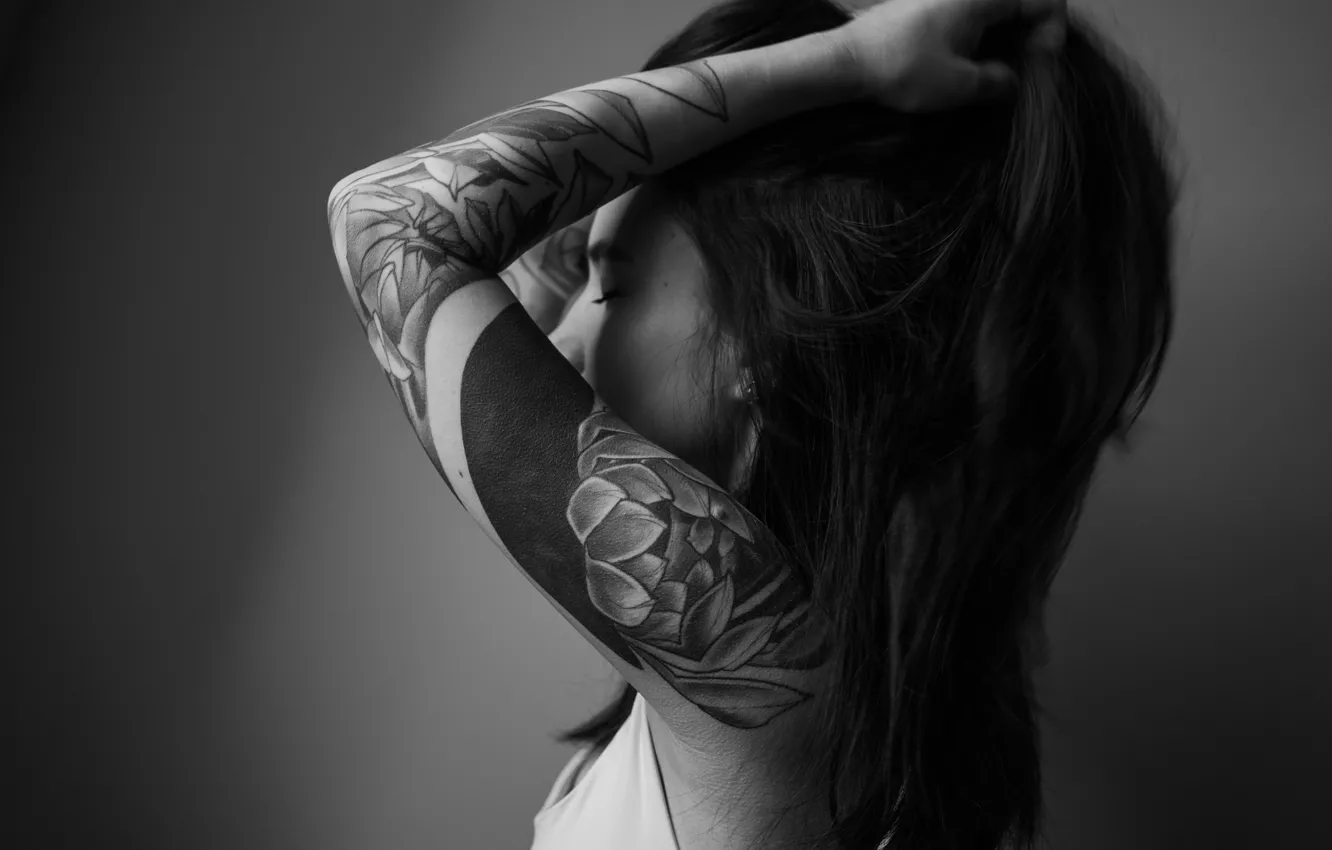 Photo wallpaper girl, model, tattoo