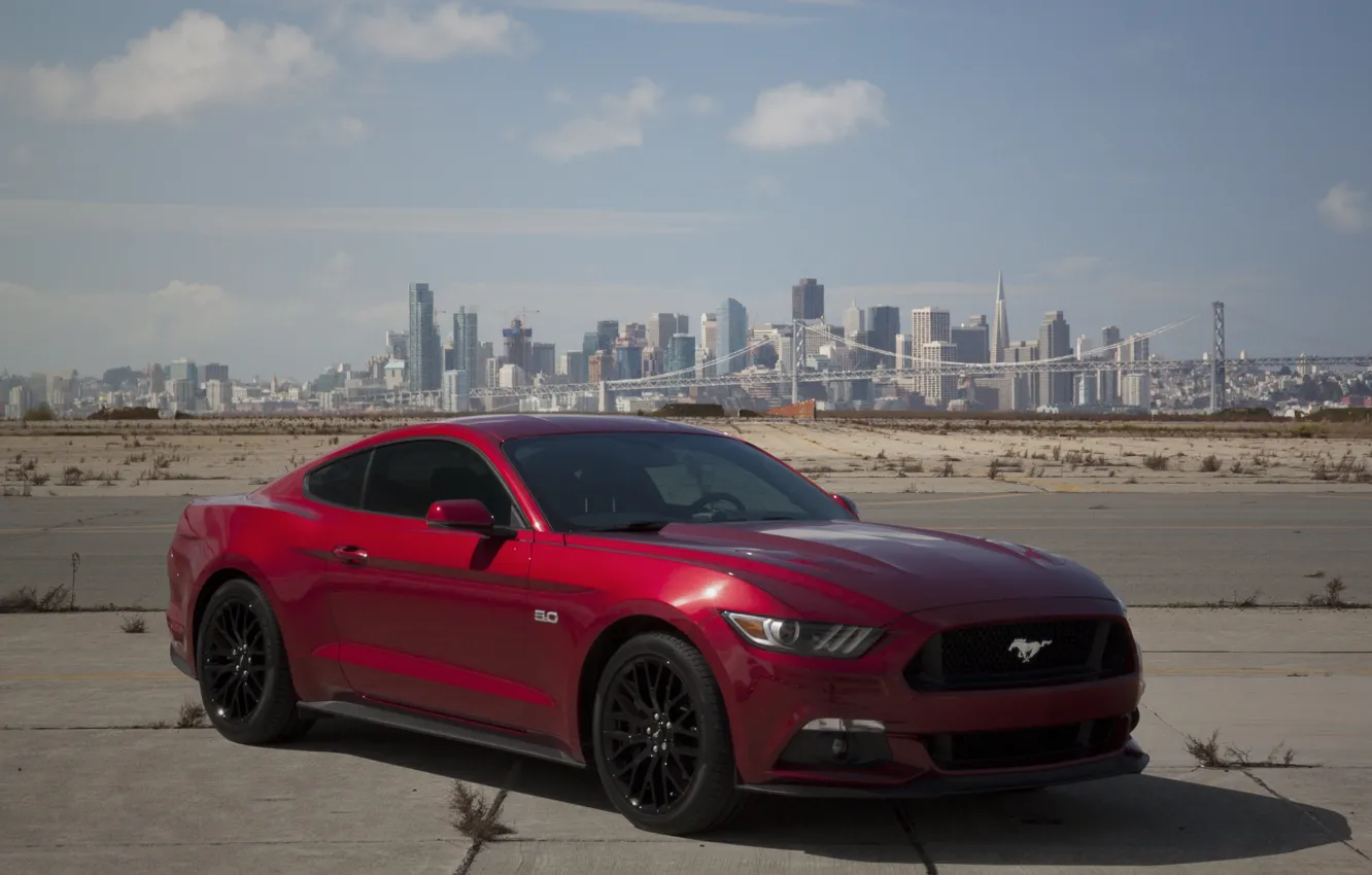 Photo wallpaper city, mustang, red, ford, other