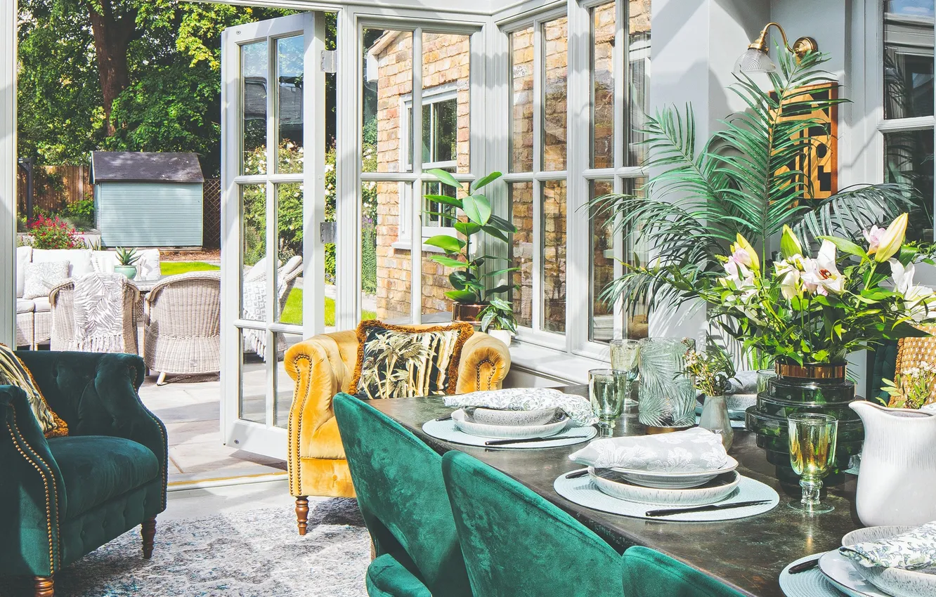 Photo wallpaper design, style, Villa, interior, veranda, terrace, dining room