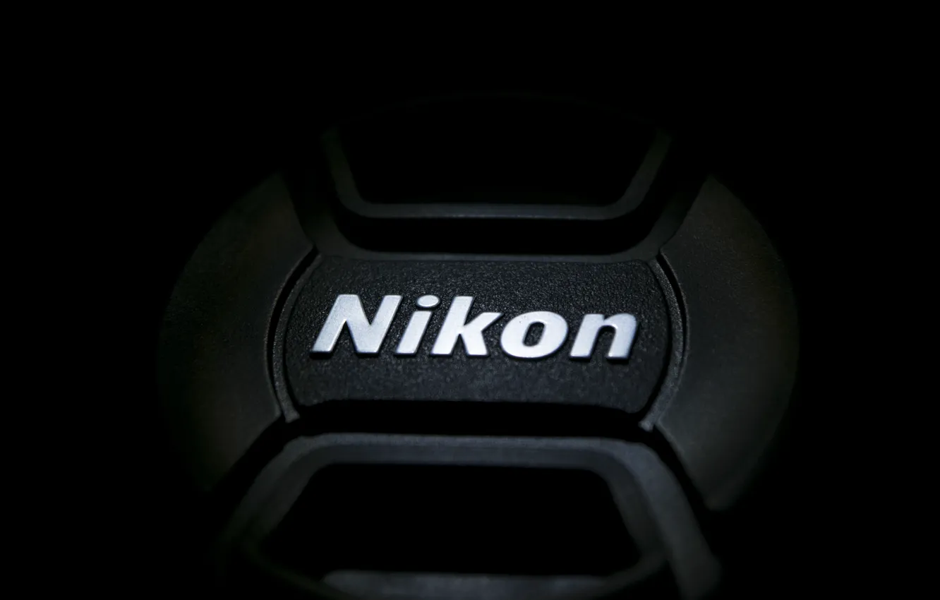 Photo wallpaper macro, the inscription, black, logo, logo, Nikon, lens, cover