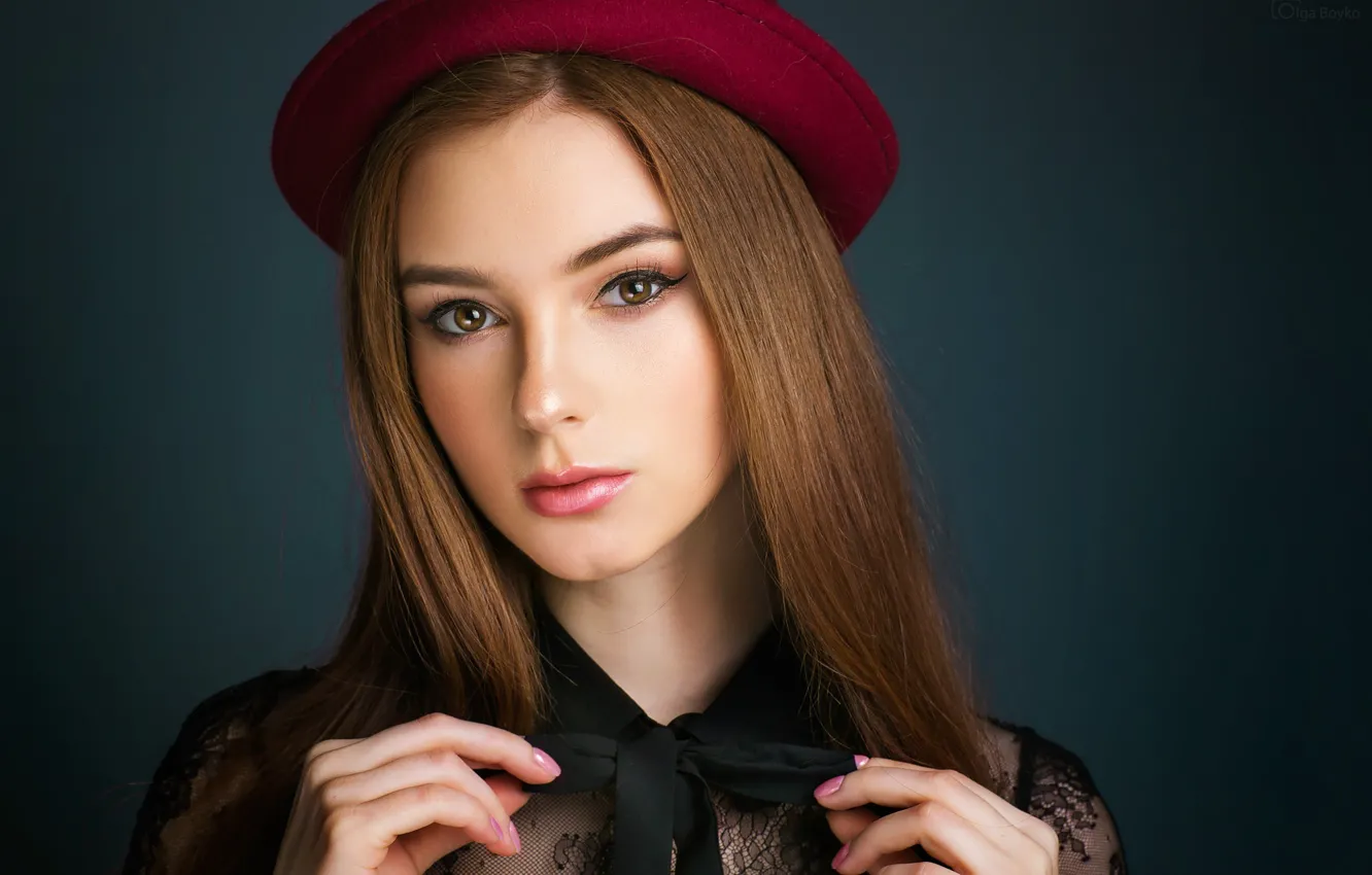 Photo wallpaper look, girl, face, portrait, makeup, brown hair, beauty, Olga Boyko
