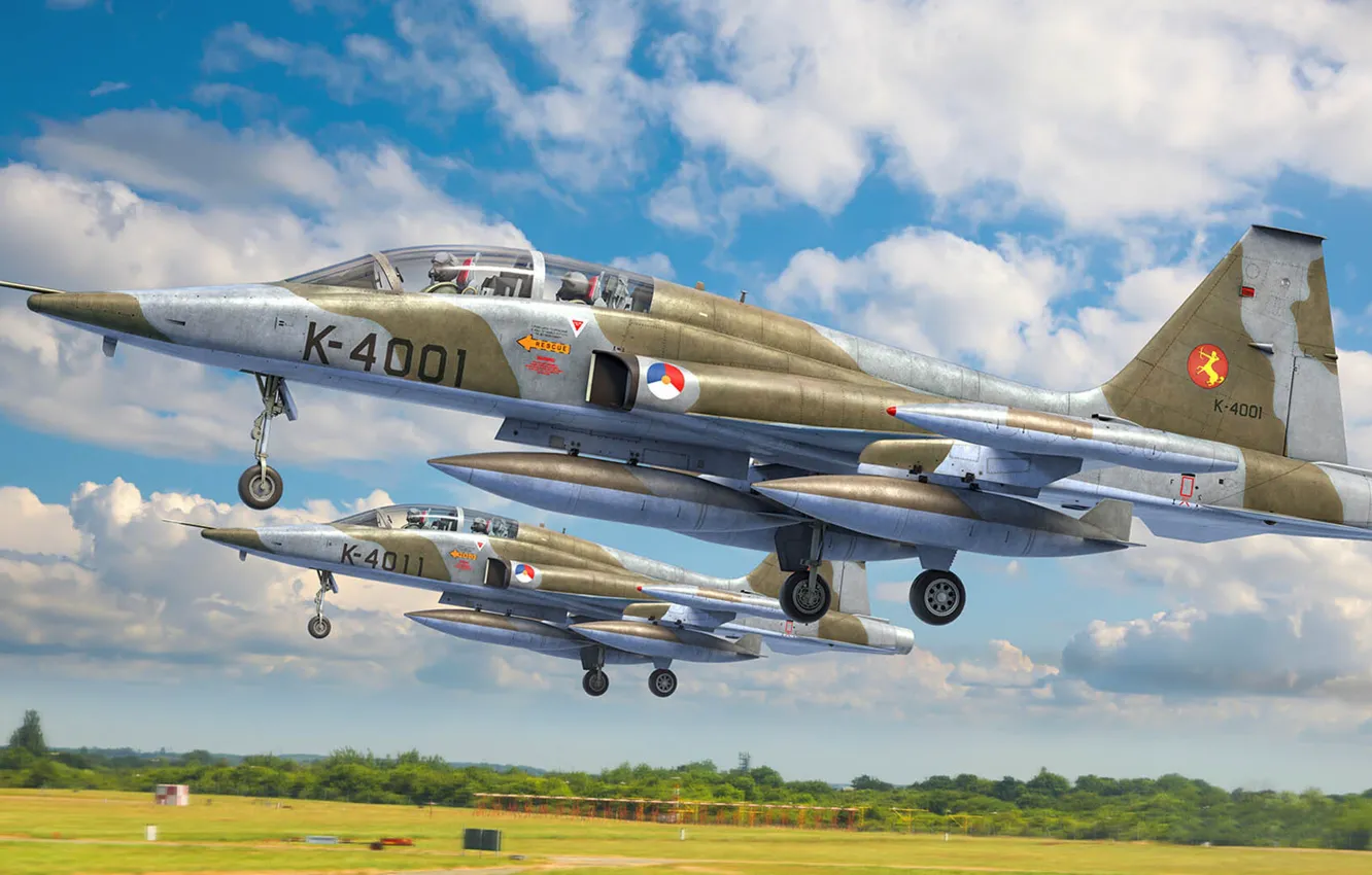 Photo wallpaper American light multi-role fighter, Antonis (rOEN911) Karidis, Northrop NF-5B Freedom Fighter, Royal Netherlands Air Force