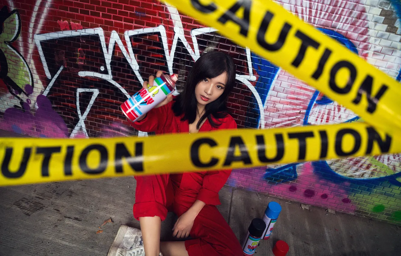 Photo wallpaper girl, background, Asian