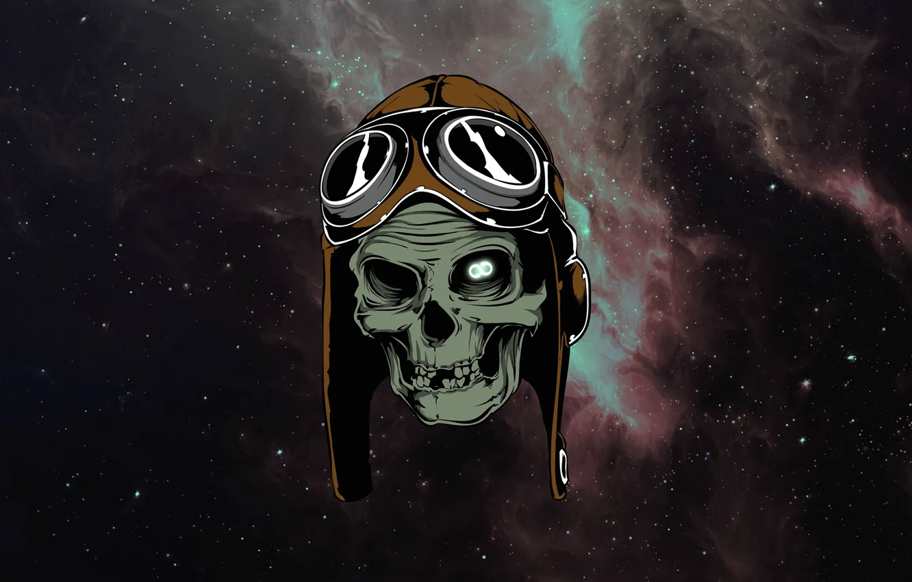 Photo wallpaper space, stars, skull, glasses, sake
