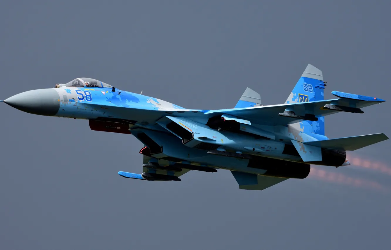 Photo wallpaper turbine, the rise, Su-27, combat aircraft, Sukhoi SU-27B Flanker