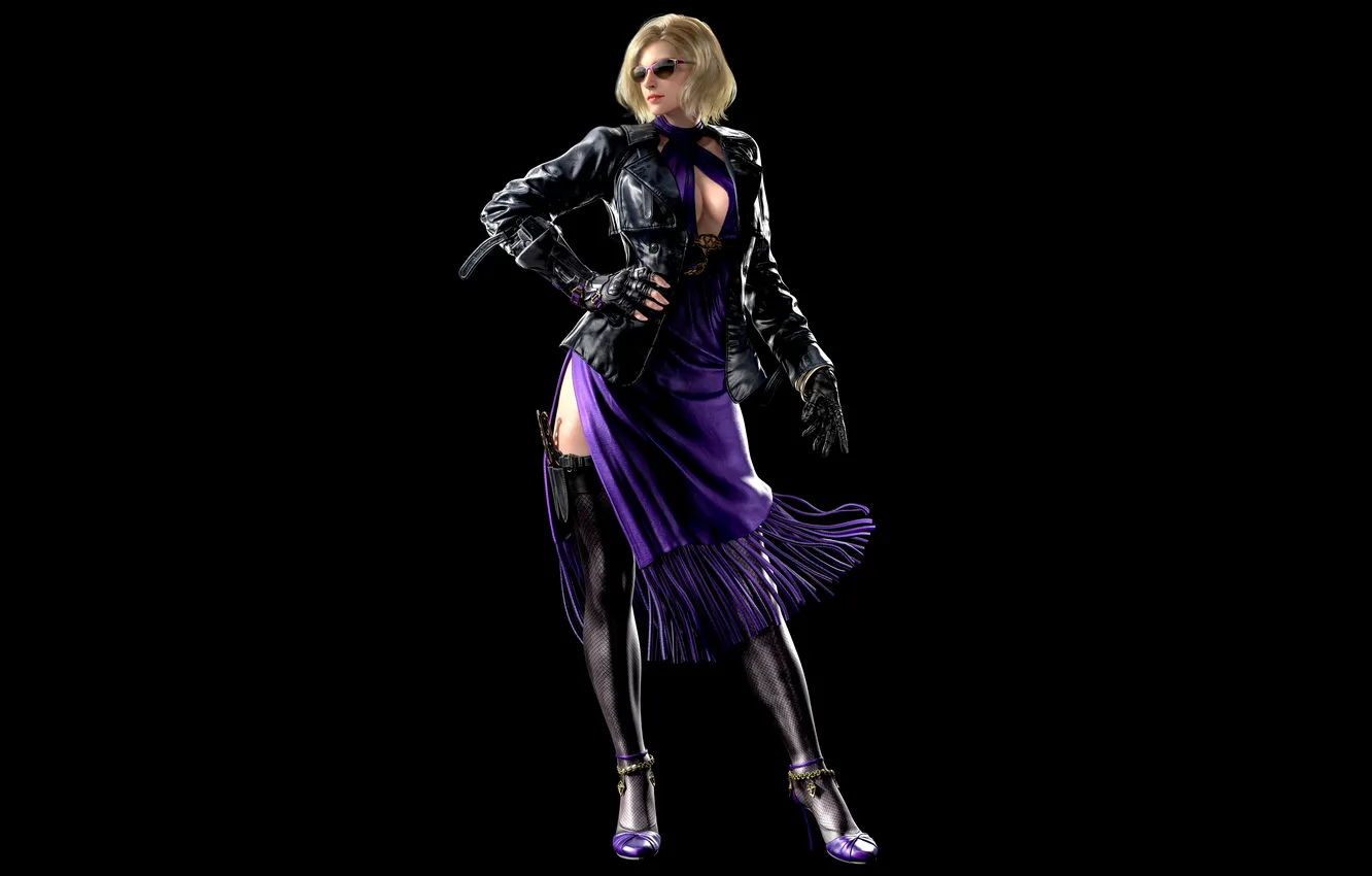 Photo wallpaper Games, Nina Williams, Weapons, Heels, Jacket, Glasses, Stockings, Gloves