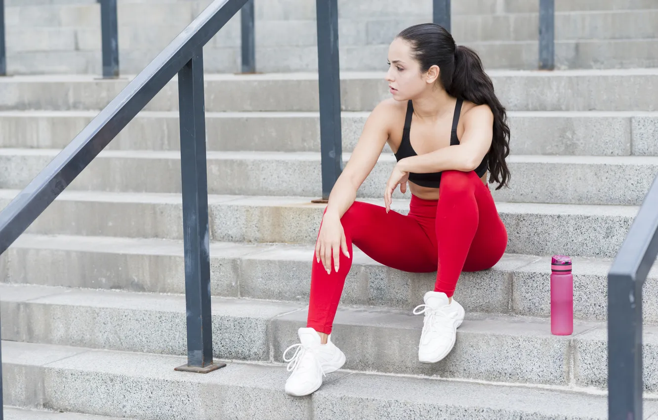Photo wallpaper woman, young, street, working