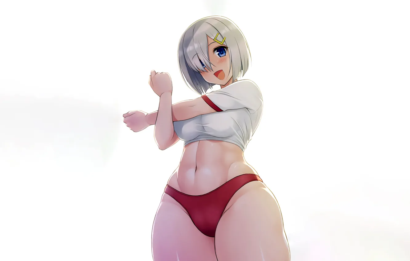 Photo wallpaper girl, sexy, shorts, anime, blue eyes, beautiful, short hair, pretty